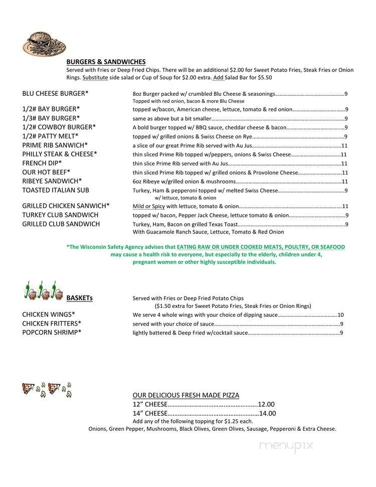 Sunset Bay On Solberg Lake - Phillips, WI menu_pic