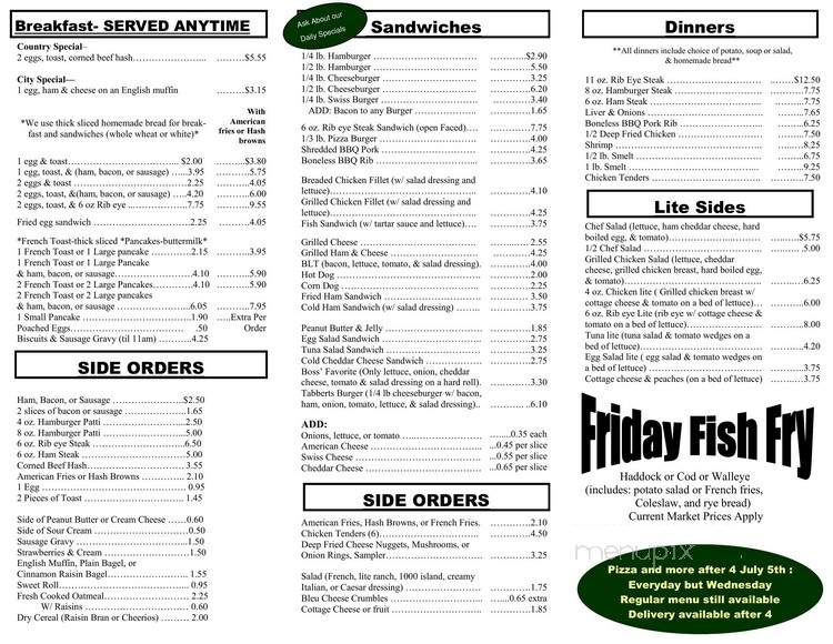 Tabbert's - Rosendale, WI menu_pic