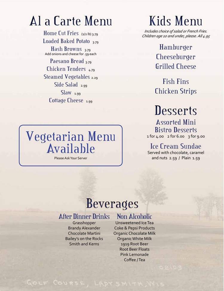 Tee-A-Way Golf & Supper Club - Ladysmith, WI menu_pic