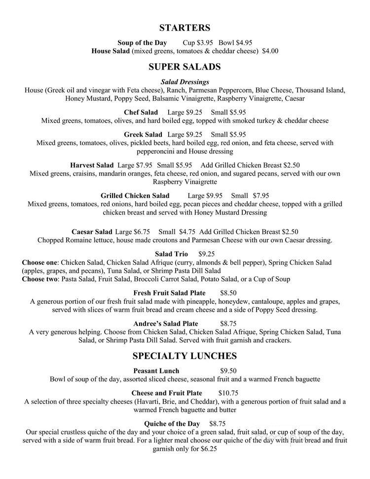 Andree's Wine Cheese & Things - Fairhope, AL menu_pic
