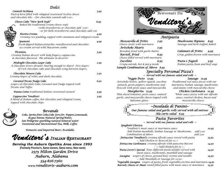 Provino's Italian Restaurant - Auburn, AL menu_pic