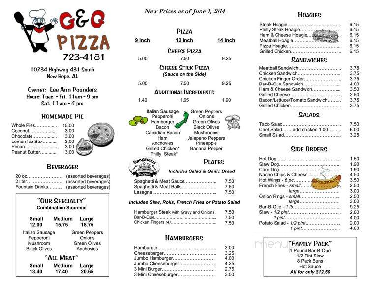 G & G Pizza - New Hope, AL