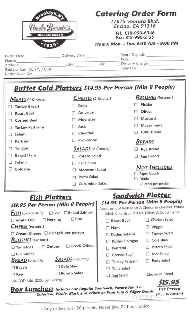 Fromin's - Encino, CA menu_pic