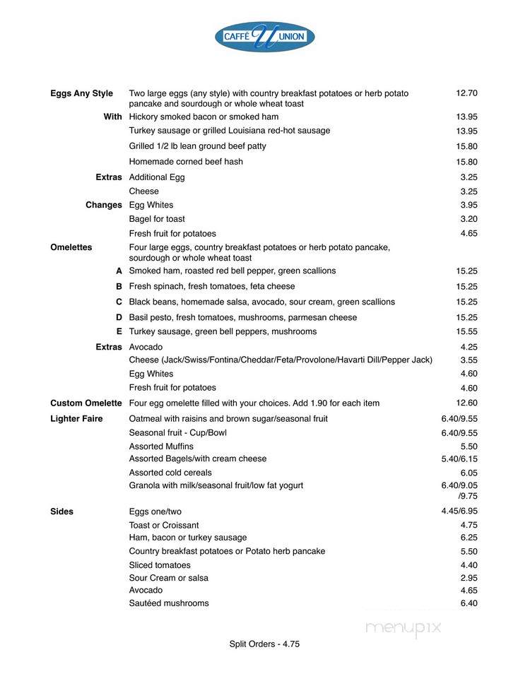 Caffe Union - San Francisco, CA menu_pic