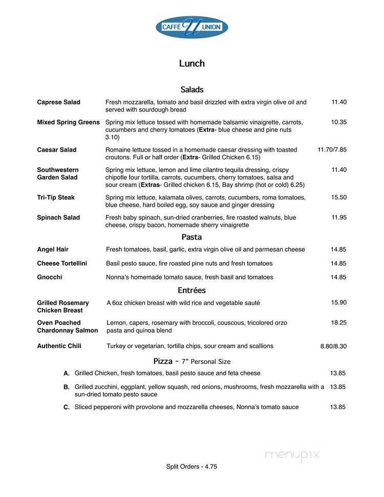 Caffe Union - San Francisco, CA menu_pic