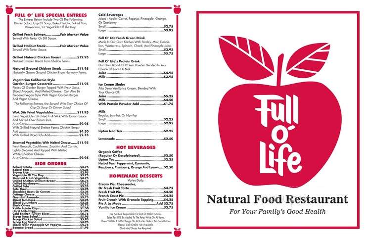 Full O'Life Restaurant - Burbank, CA menu_pic