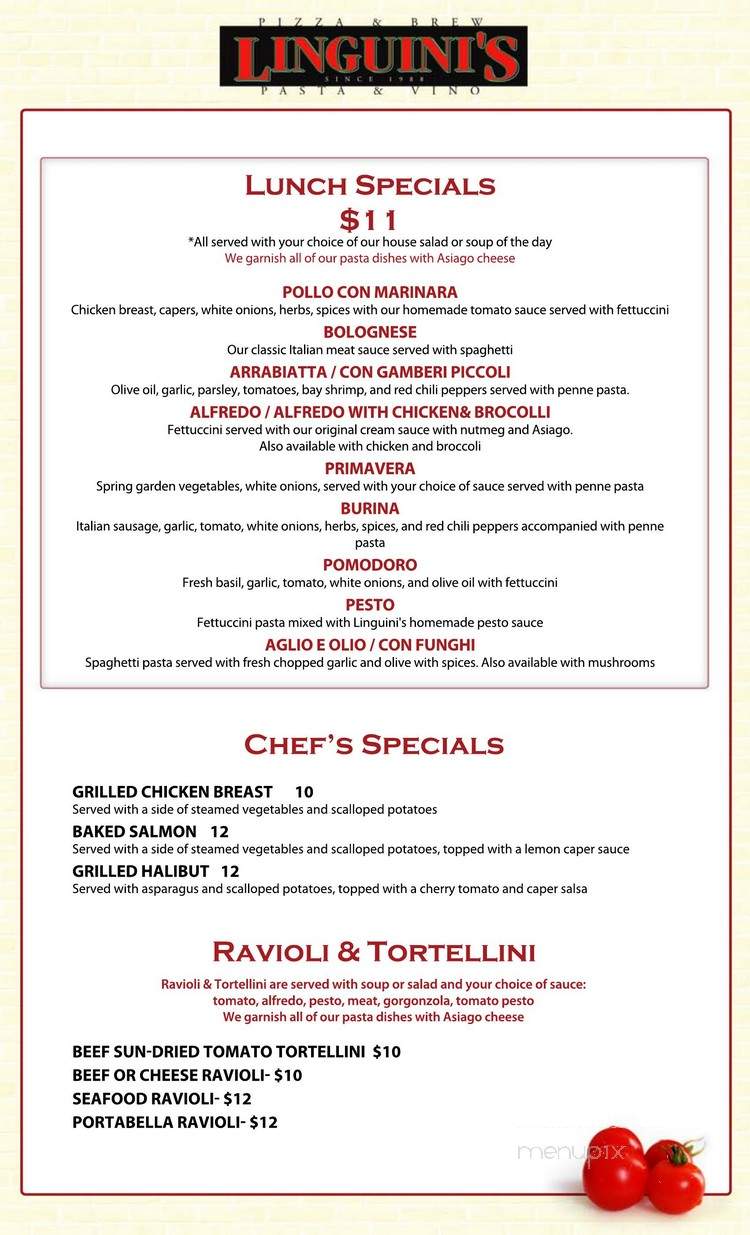 Linguini's Cafe Pasta & Vino - Alameda, CA menu_pic