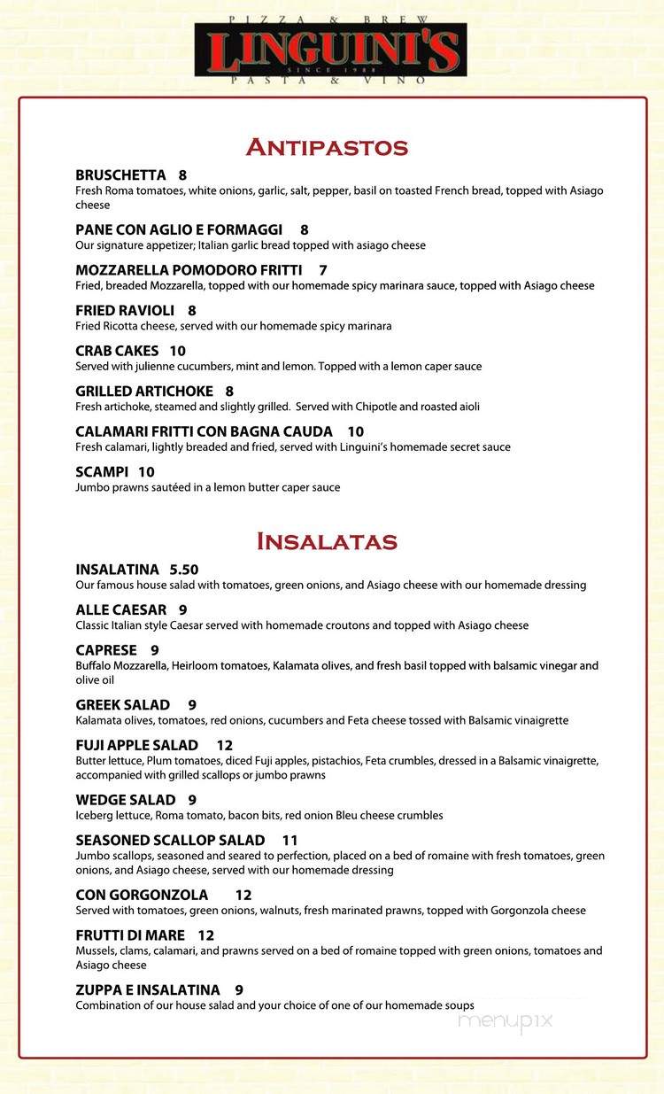 Linguini's Cafe Pasta & Vino - Alameda, CA menu_pic