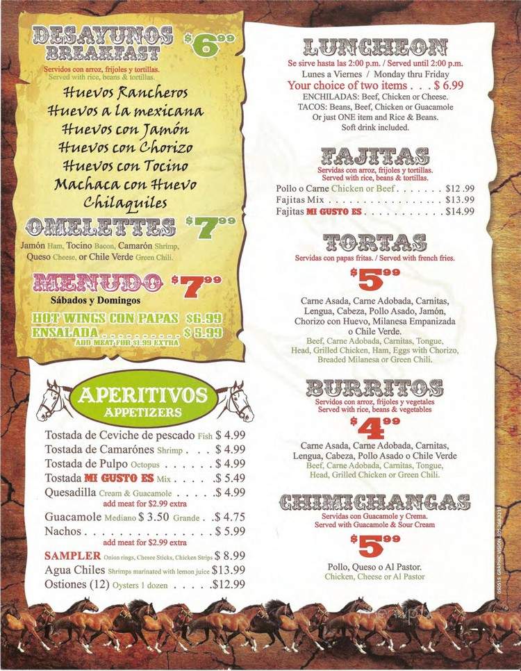 Mi Gusto Es Restaurant - Santa Maria, CA menu_pic
