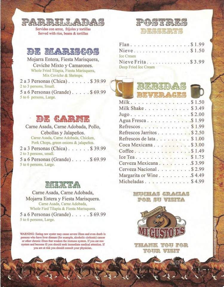 Mi Gusto Es Restaurant - Santa Maria, CA menu_pic