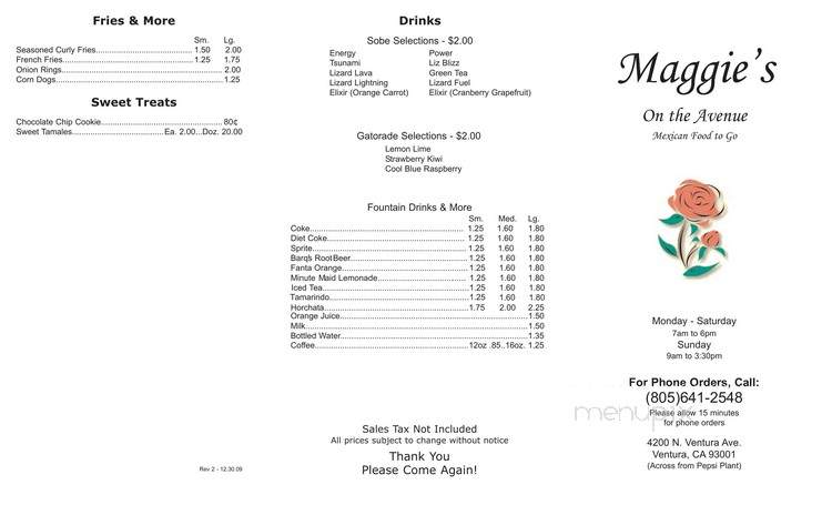 Maggie's On The Avenue - Ventura, CA menu_pic