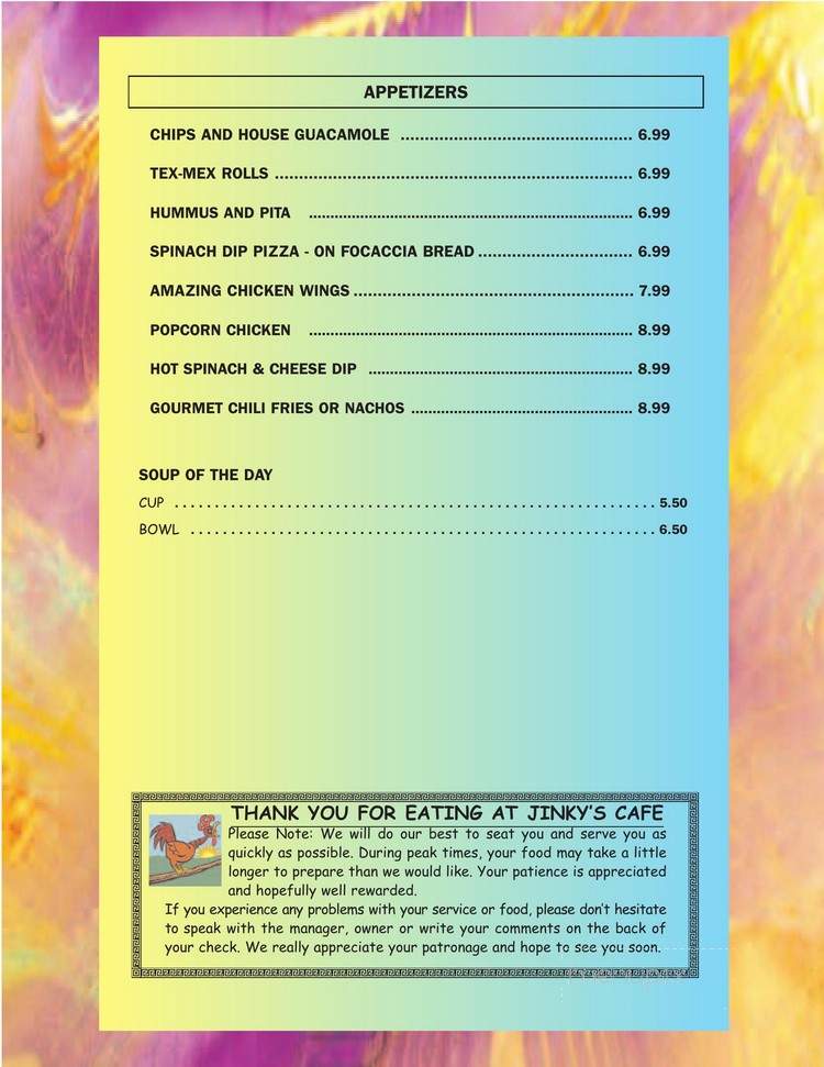 Jinky's Cafe - Sherman Oaks, CA menu_pic