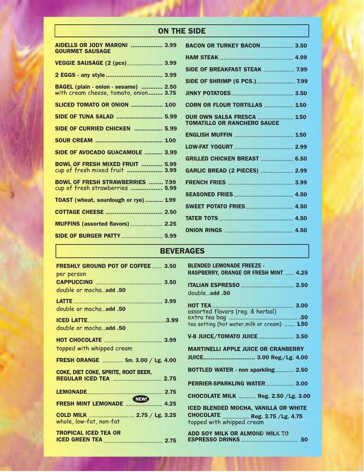 Jinky's Cafe - Sherman Oaks, CA menu_pic