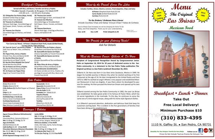 The Original Las Brisas - San Pedro, CA menu_pic