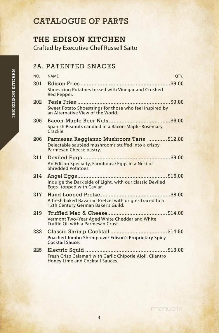 Edison Bar - Los Angeles, CA menu_pic