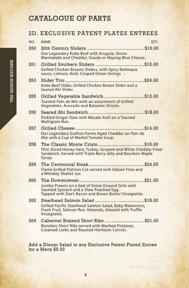 Edison Bar - Los Angeles, CA menu_pic