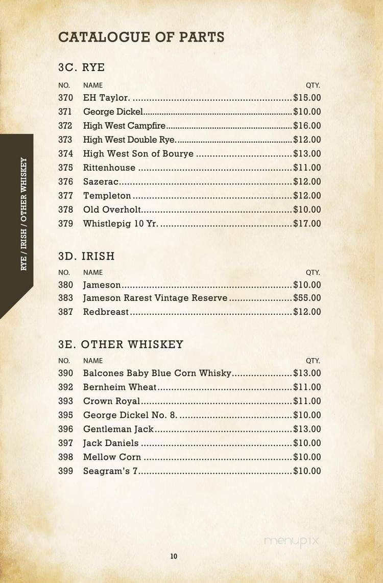 Edison Bar - Los Angeles, CA menu_pic