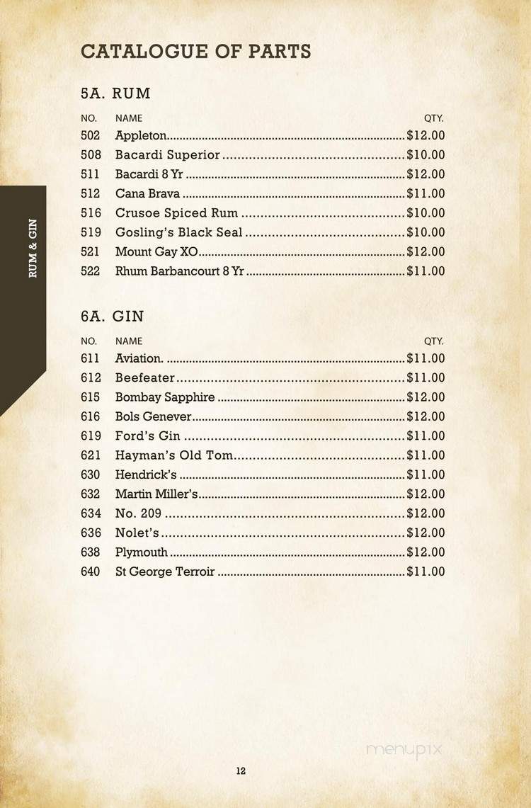 Edison Bar - Los Angeles, CA menu_pic