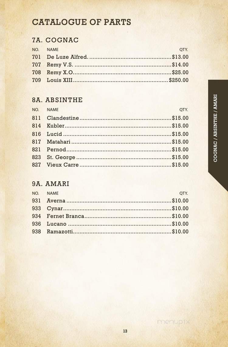 Edison Bar - Los Angeles, CA menu_pic