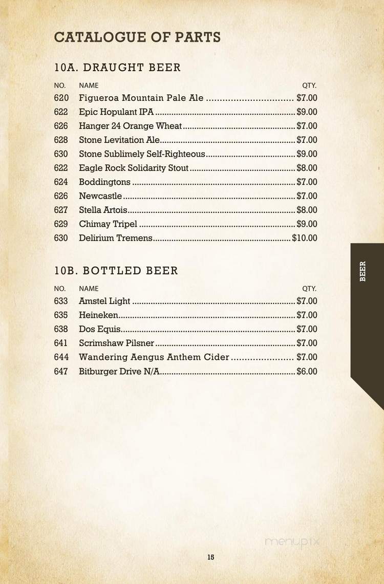 Edison Bar - Los Angeles, CA menu_pic