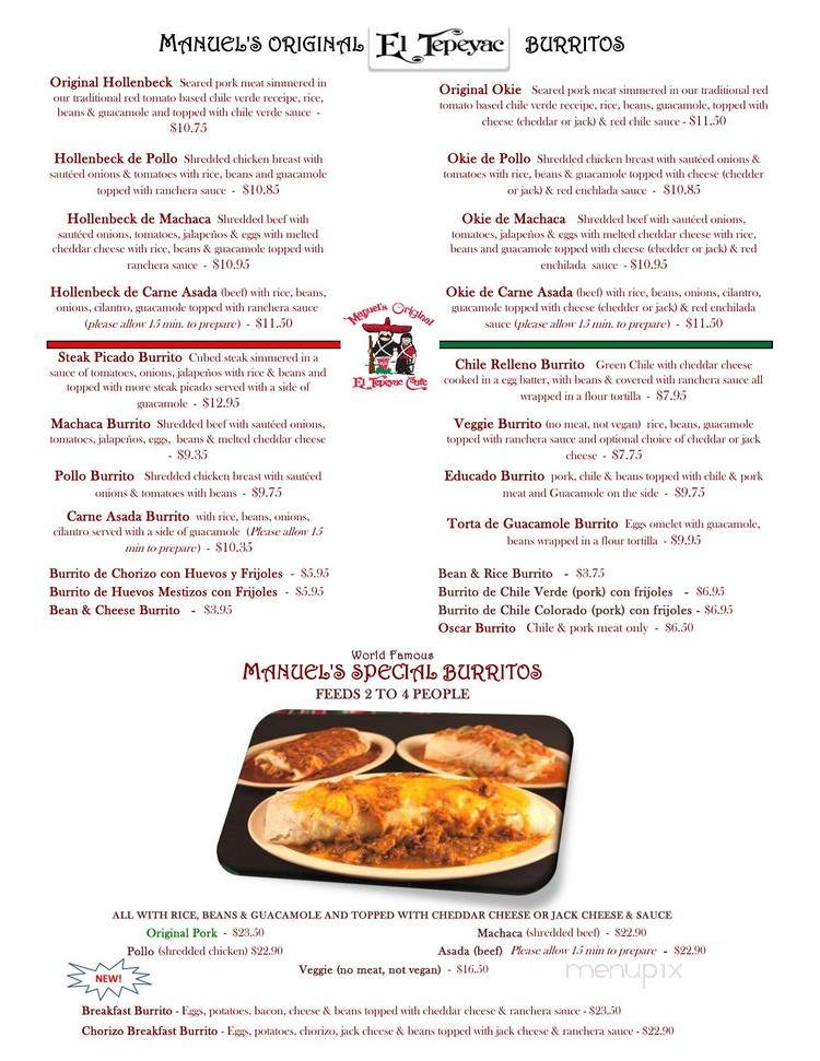 El Tepeyac Cafe - Los Angeles, CA menu_pic