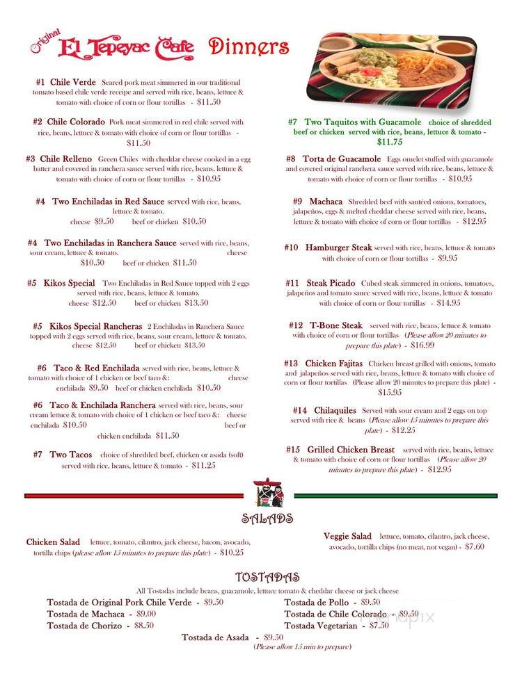 El Tepeyac Cafe - Los Angeles, CA menu_pic