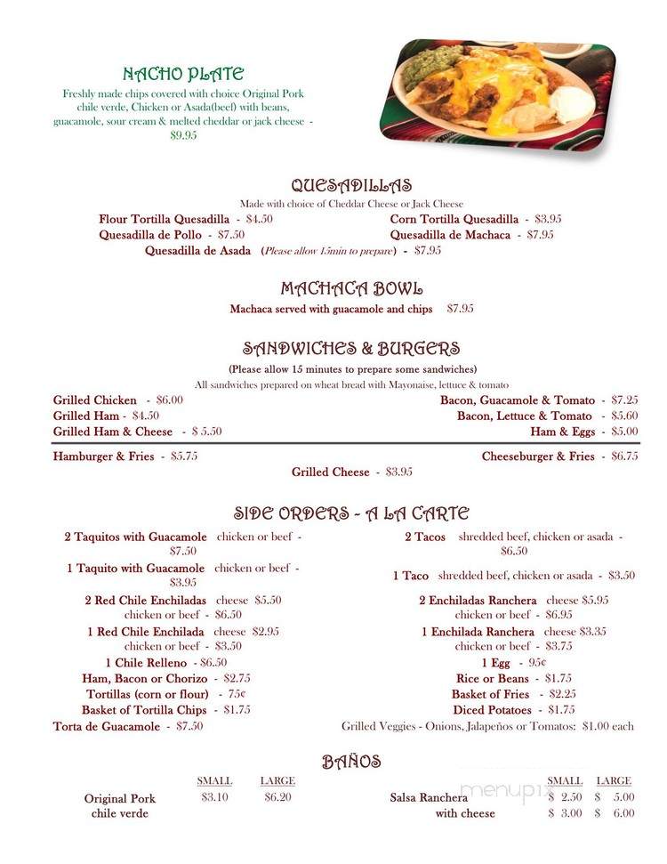 El Tepeyac Cafe - Los Angeles, CA menu_pic