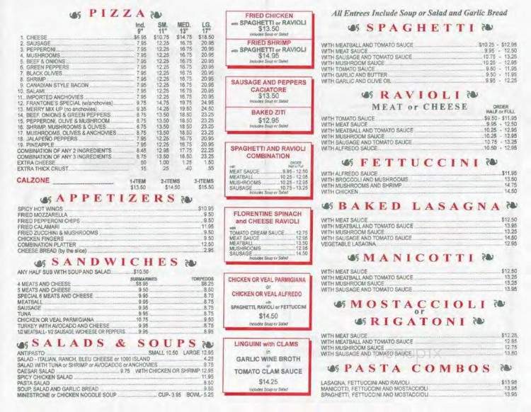 Frantone's Pizza & Spaghetti - Cerritos, CA menu_pic