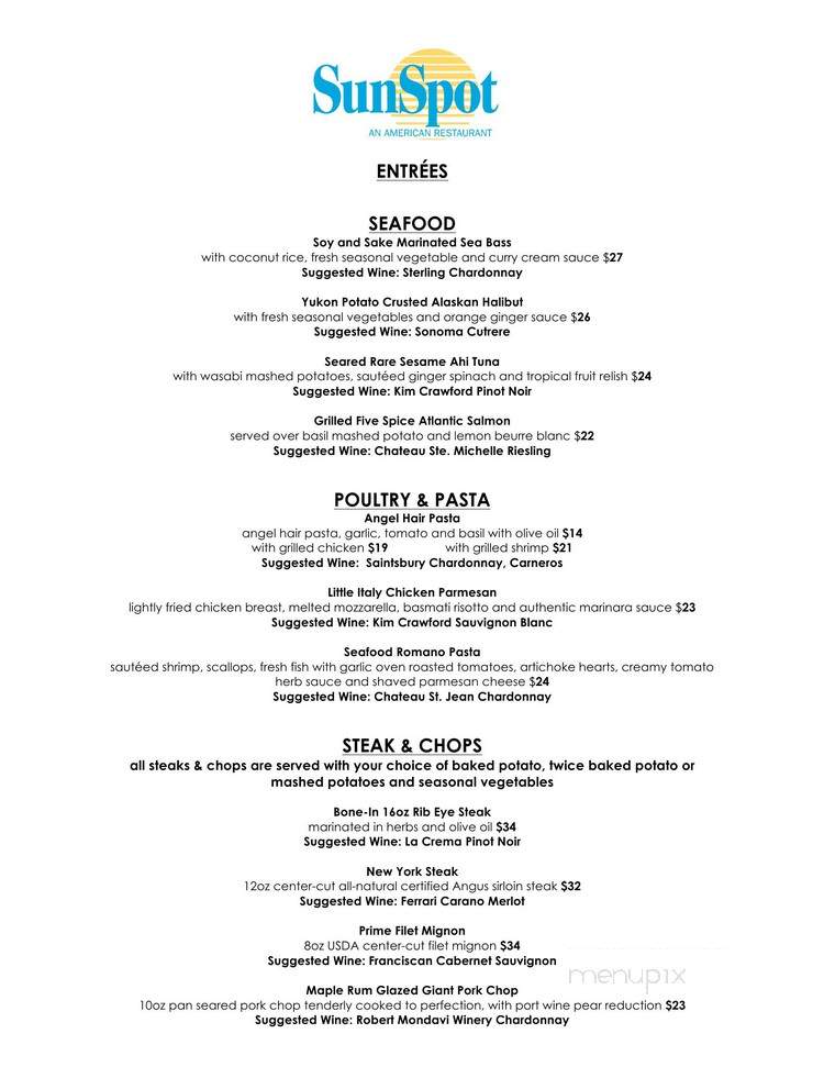 Sunspot-An American Grill - Garden Grove, CA menu_pic