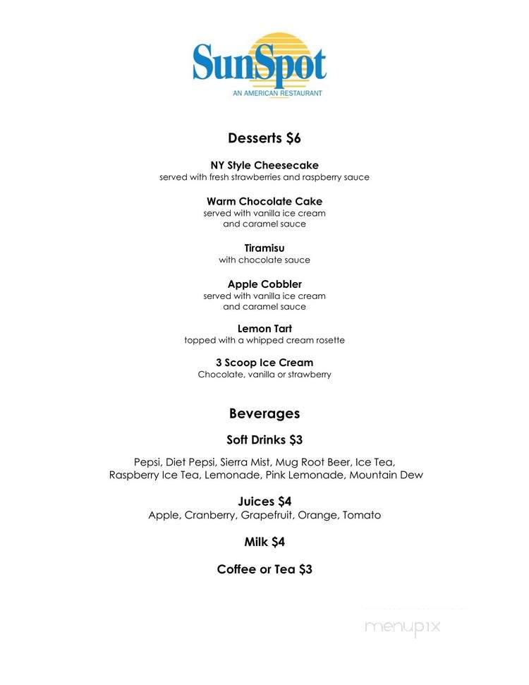 Sunspot-An American Grill - Garden Grove, CA menu_pic