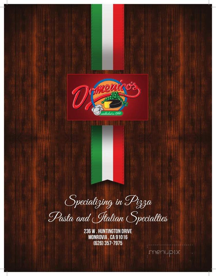 Domenico's Italian Restaurant - Monrovia, CA menu_pic