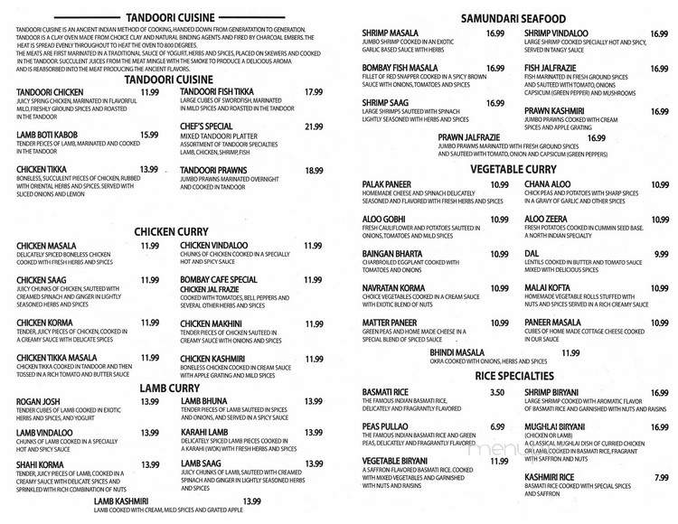 Bombay Cafe - Vista, CA menu_pic