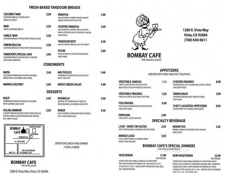 Bombay Cafe - Vista, CA menu_pic