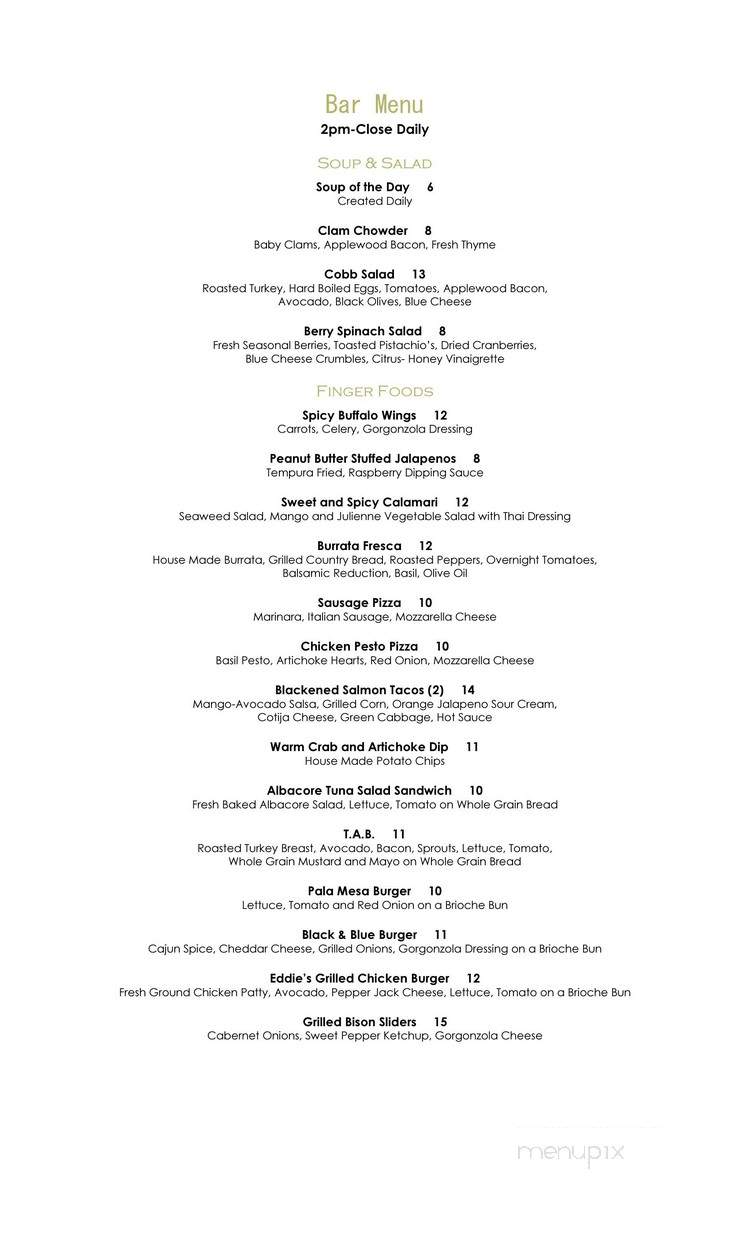 Aquaterra - Fallbrook, CA menu_pic