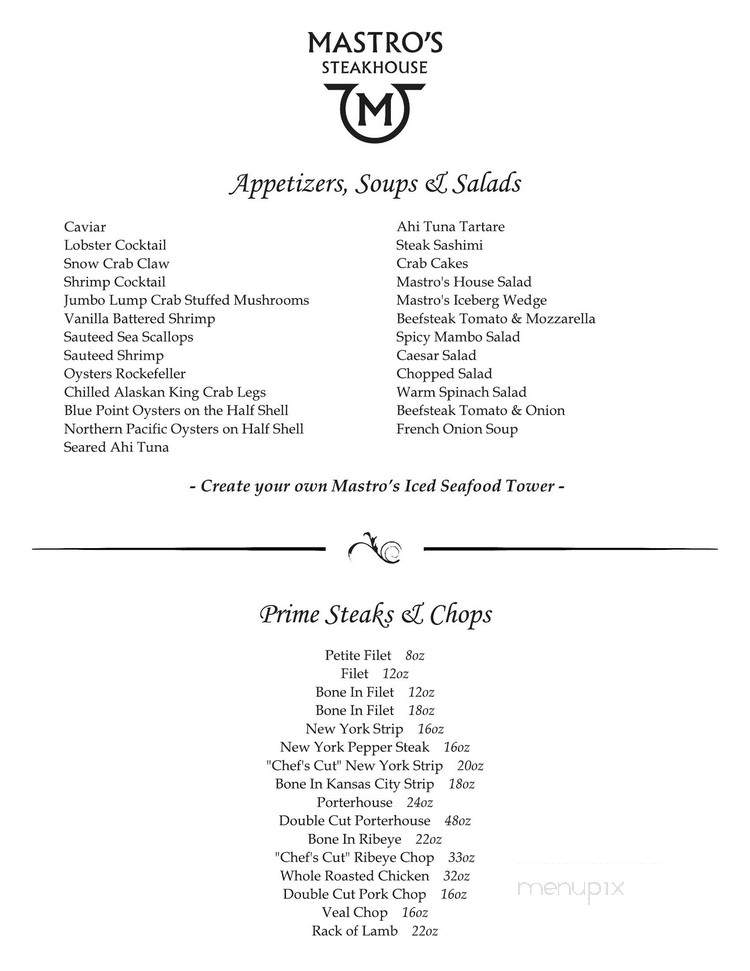 Mastro's Steakhouse - Beverly Hills, CA menu_pic