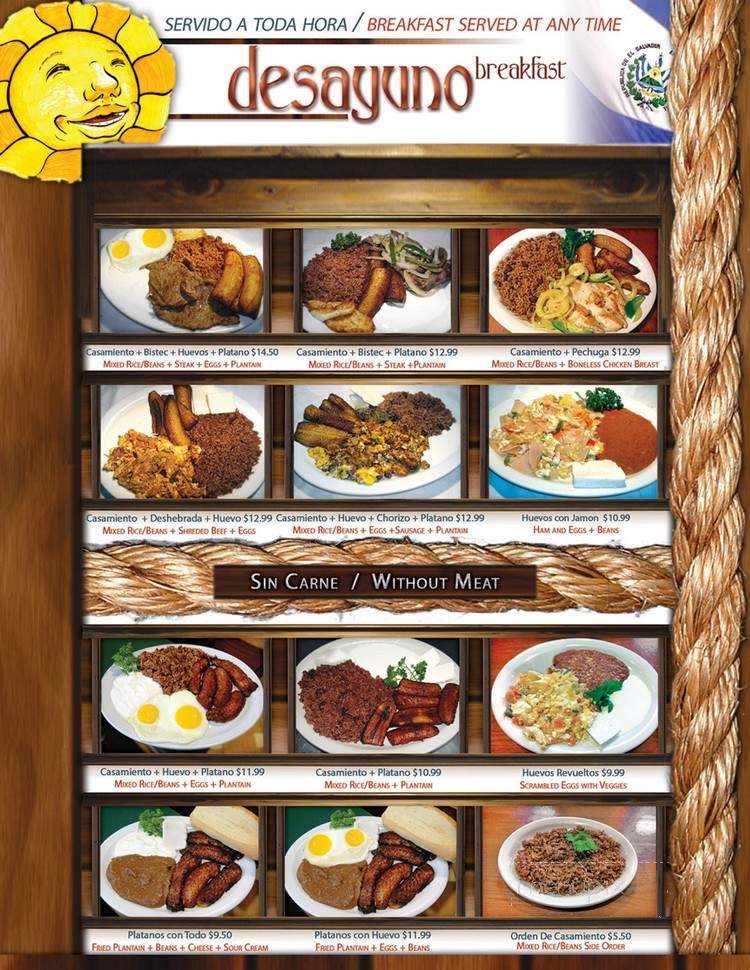El Salvadoreno Restaurant - San Diego, CA menu_pic