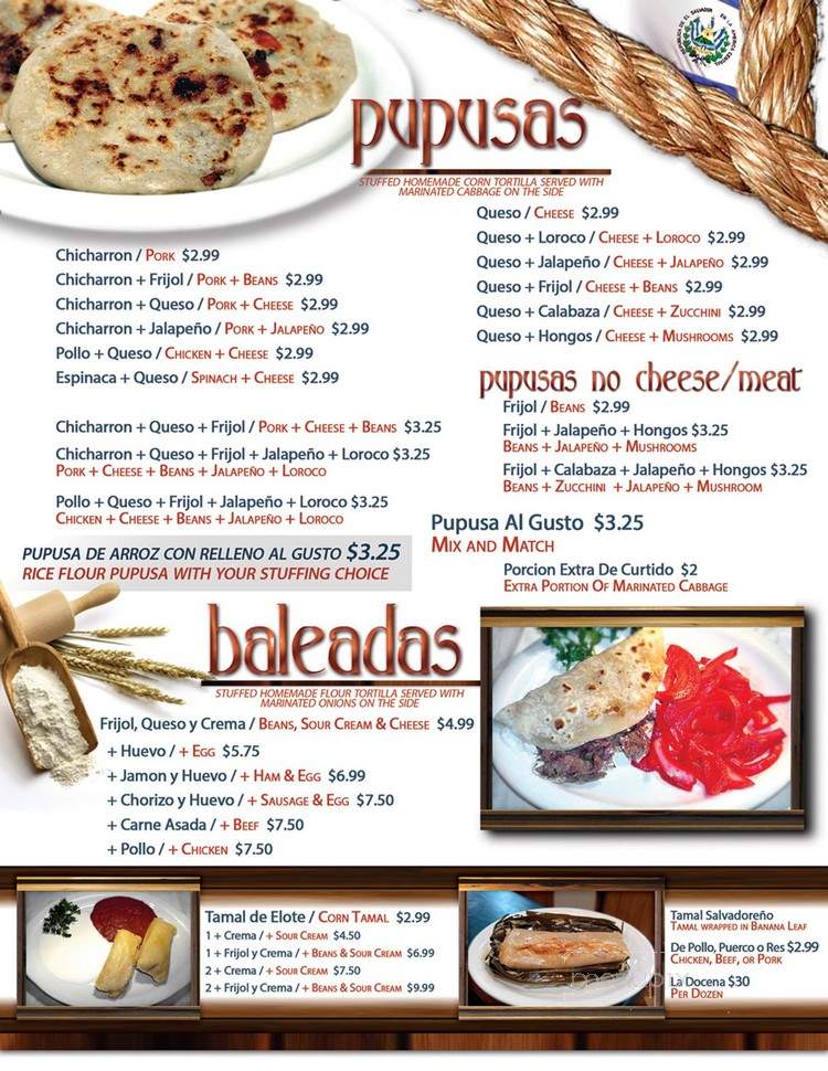 El Salvadoreno Restaurant - San Diego, CA menu_pic