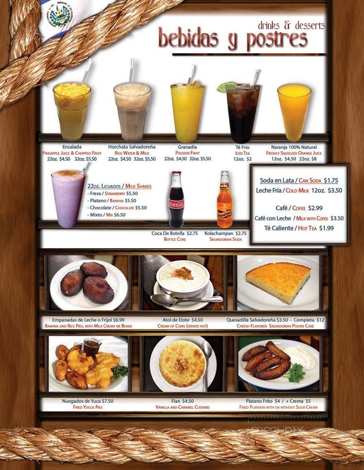 El Salvadoreno Restaurant - San Diego, CA menu_pic