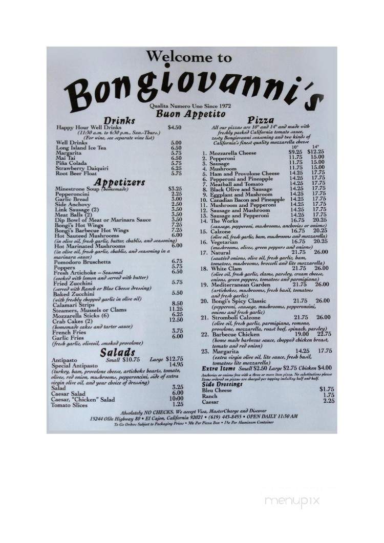 Bongiovanni's Italian Restaurant - El Cajon, CA