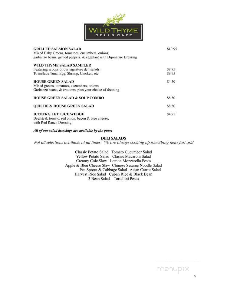 Wild Thyme Deli - Marina, CA menu_pic