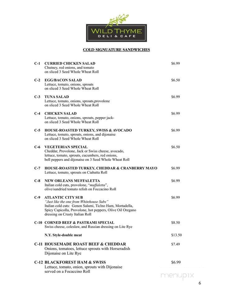 Wild Thyme Deli - Marina, CA menu_pic