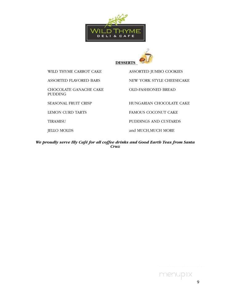 Wild Thyme Deli - Marina, CA menu_pic