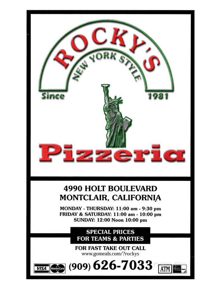 Rocky's New York Pizza - Montclair, CA