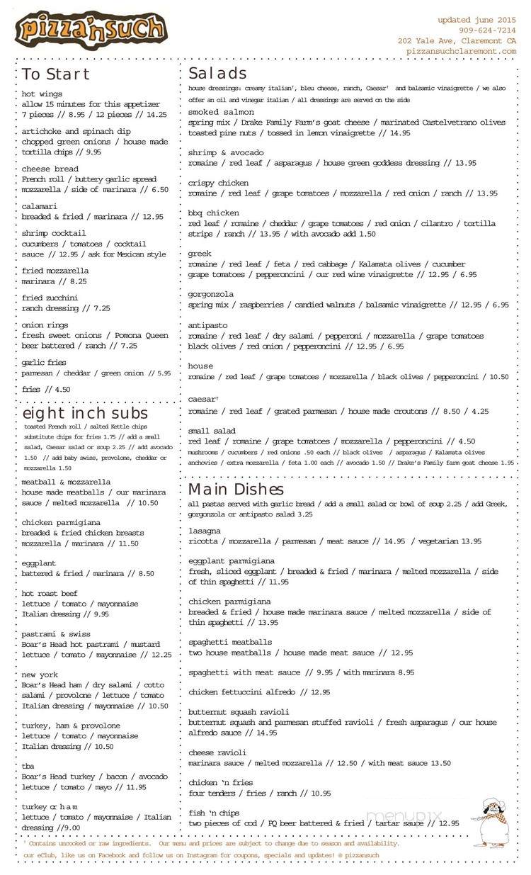 Pizza N Such - Claremont, CA menu_pic