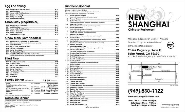 New Shanghai Restaurant - Lake Forest, CA