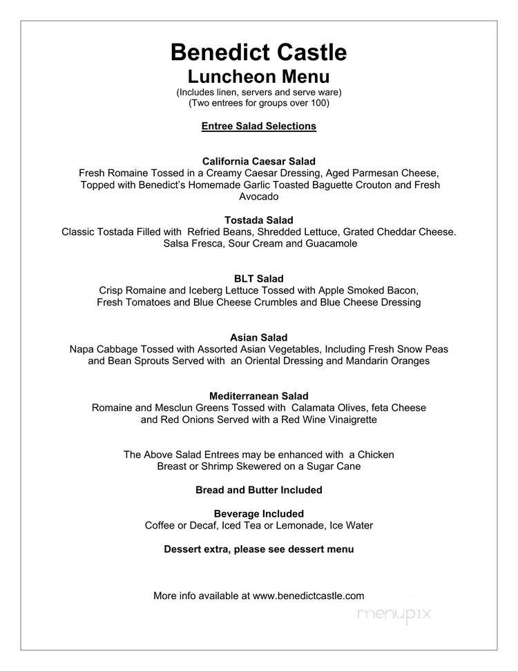 Benedict Castle - Riverside, CA menu_pic