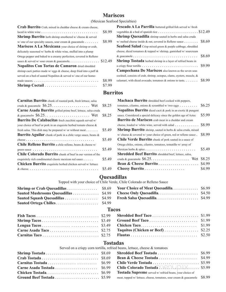Templo Del Sol - Riverside, CA menu_pic