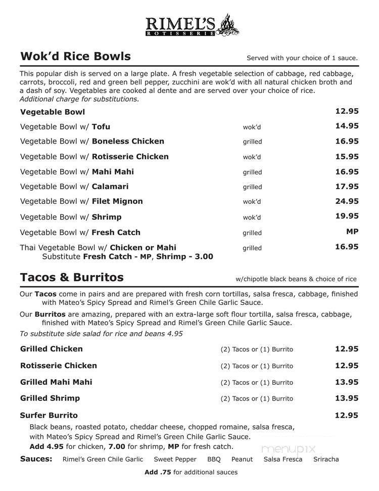 Rimel's Rotisserie - La Jolla, CA menu_pic