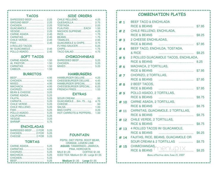 El Ranchito Taco Shop - Poway, CA menu_pic