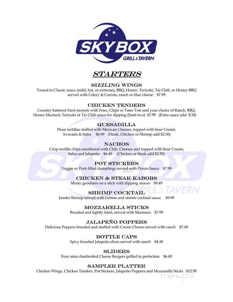 Skybox Grill & Tavern - Winchester, CA menu_pic